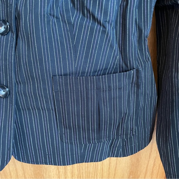 Merona 2-piece black pinstripe business suit, pants NWT, size 20W - Picture 4 of 15